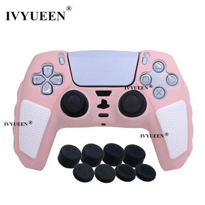 IVYUEEN īpaši biezs silikona futrālis Playstation 5 PS5 kontrolierim, aizsargājošs ādu un īkšķu rokturi DualSense Mixcolor vāciņam