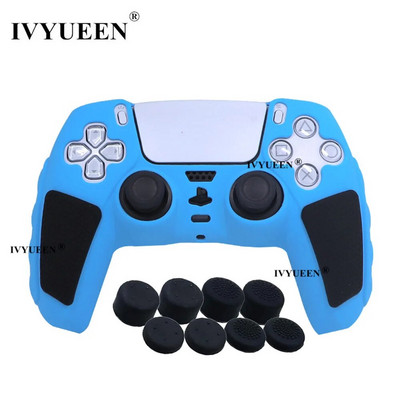 IVYUEEN īpaši biezs silikona futrālis Playstation 5 PS5 kontrolierim, aizsargājošs ādu un īkšķu rokturi DualSense Mixcolor vāciņam