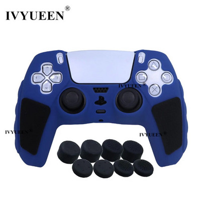 IVYUEEN īpaši biezs silikona futrālis Playstation 5 PS5 kontrolierim, aizsargājošs ādu un īkšķu rokturi DualSense Mixcolor vāciņam