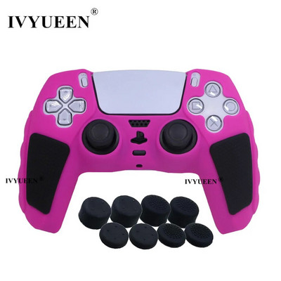 IVYUEEN īpaši biezs silikona futrālis Playstation 5 PS5 kontrolierim, aizsargājošs ādu un īkšķu rokturi DualSense Mixcolor vāciņam