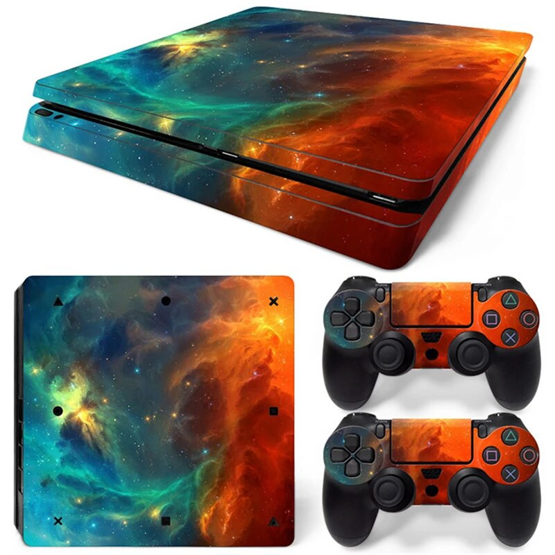 Starry Night 0645 PS4 Slim Skin uzlīmes uzlīmes vāciņš PS4 slim konsolei un 2 Controllers ādai Vinila plānas uzlīmes uzlīme