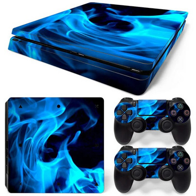 Za PS4 Slim konzolu i 2 kontrolera Naljepnica na koži PS4 Flame Design Zaštitna naljepnica Poklopac koji se može skinuti