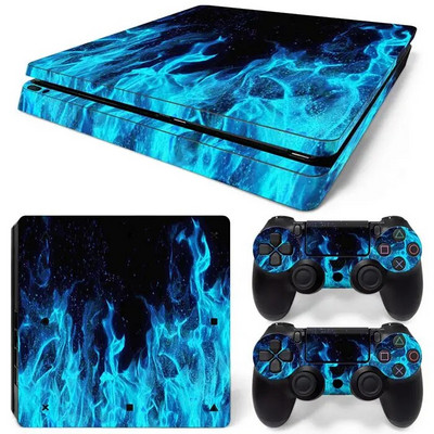 Za PS4 Slim konzolu i 2 kontrolera Naljepnica na koži PS4 Flame Design Zaštitna naljepnica Poklopac koji se može skinuti