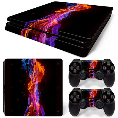 Za PS4 Slim konzolu i 2 kontrolera Naljepnica na koži PS4 Flame Design Zaštitna naljepnica Poklopac koji se može skinuti