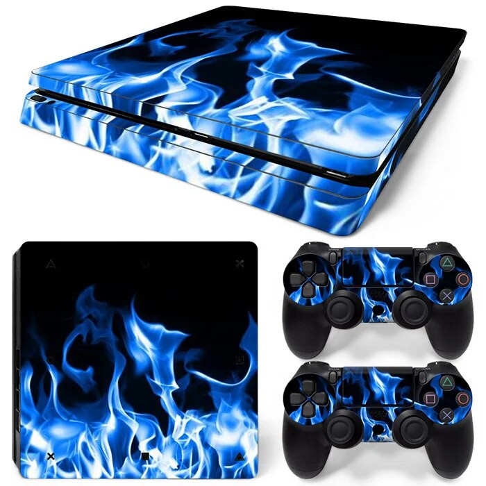 Za PS4 Slim konzolu i 2 kontrolera Naljepnica na koži PS4 Flame Design Zaštitna naljepnica Poklopac koji se može skinuti