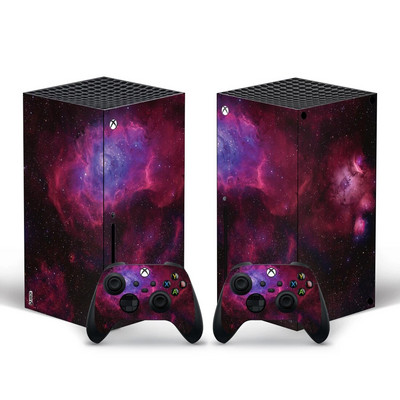 Starry Sky Style Xbox Series X nahakleebis konsooli ja 2 kontrolleri jaoks Vinüülist kaitsekatted, stiil 8