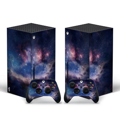 Starry Sky Style Xbox Series X nahakleebis konsooli ja 2 kontrolleri jaoks Vinüülist kaitsekatted, stiil 8