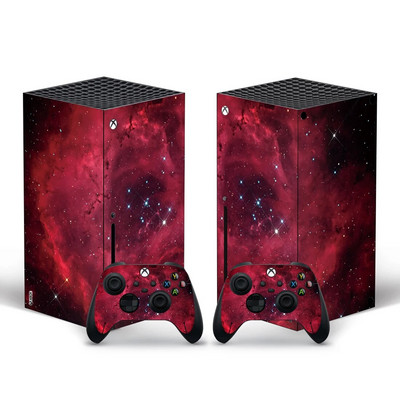 Starry Sky Style Xbox Series X nahakleebis konsooli ja 2 kontrolleri jaoks Vinüülist kaitsekatted, stiil 8