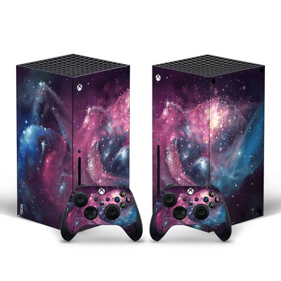 Starry Sky Style Xbox Series X nahakleebis konsooli ja 2 kontrolleri jaoks Vinüülist kaitsekatted, stiil 8