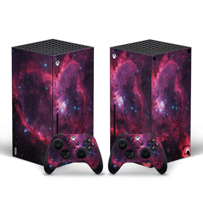 Starry Sky Style Xbox Series X nahakleebis konsooli ja 2 kontrolleri jaoks Vinüülist kaitsekatted, stiil 8