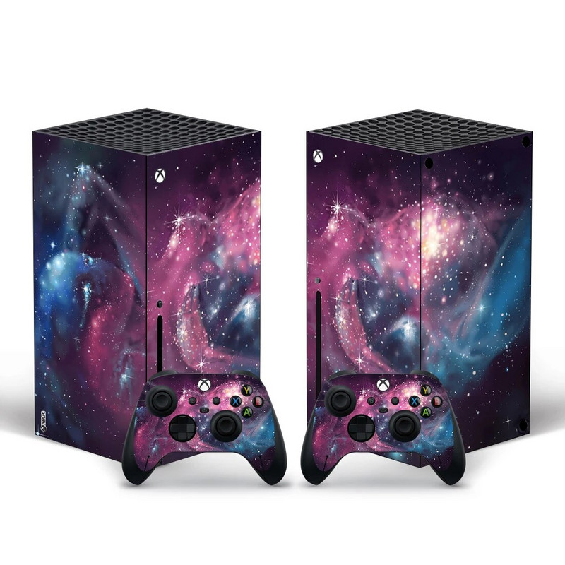 Starry Sky Style Xbox Series X nahakleebis konsooli ja 2 kontrolleri jaoks Vinüülist kaitsekatted, stiil 8