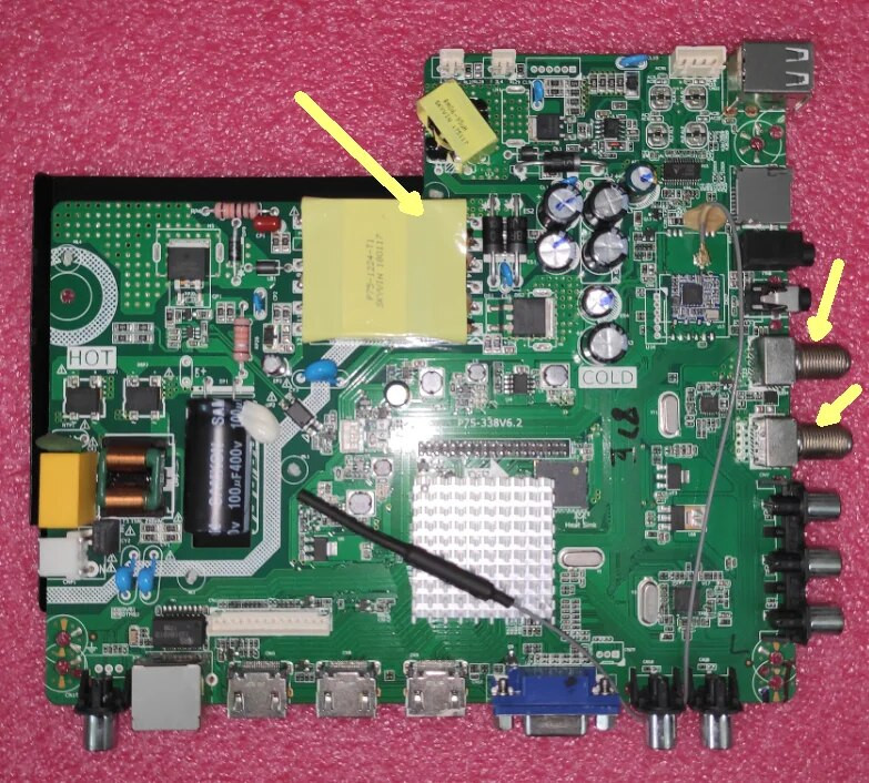 Bezmaksas sūtīšana! P75-338V6.2 Trīs vienā televizora mātesplate 74-82v 300ma 50w darbojas labi