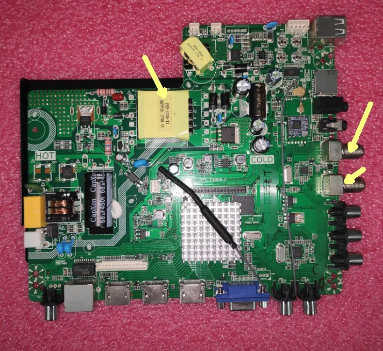 Bezmaksas sūtīšana! P75-338V6.2 Trīs vienā televizora mātesplate 74-82v 300ma 50w darbojas labi