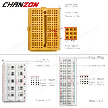 170 / 400 / 830 свързващи точки без спойка Breadboard MB-102 BB-801 SYB-170 Прототип Universal PCB Jumper Тест на Dupont Bread Board