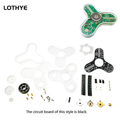 LOTHYE LED pirštų galiukų giroskopo rinkinys „pasidaryk pats“ giroskopo elektroninis rinkinys Šviečiantis „Fidget Spinner“ Linksmas litavimo įgūdžių praktikos „pasidaryk pats“ rinkinys
