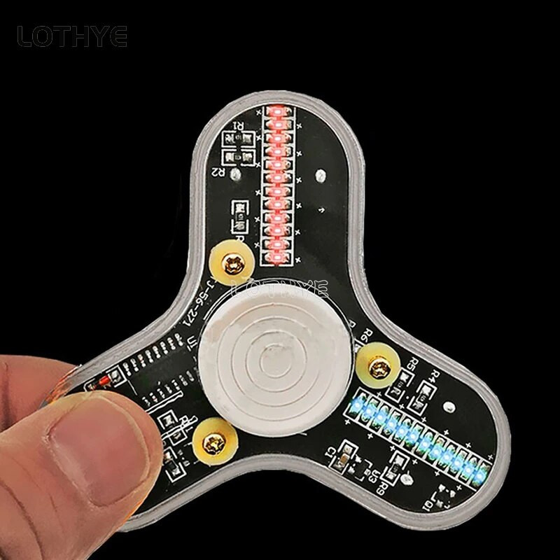 LOTHYE LED pirštų galiukų giroskopo rinkinys „pasidaryk pats“ giroskopo elektroninis rinkinys Šviečiantis „Fidget Spinner“ Linksmas litavimo įgūdžių praktikos „pasidaryk pats“ rinkinys