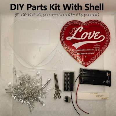 Κιτ παραγωγής λαμπτήρων ροής LED RGB 5mm DIY Πολύχρωμο σε σχήμα καρδιάς DIY Κιτ φλας DIY Μικροελεγκτής
