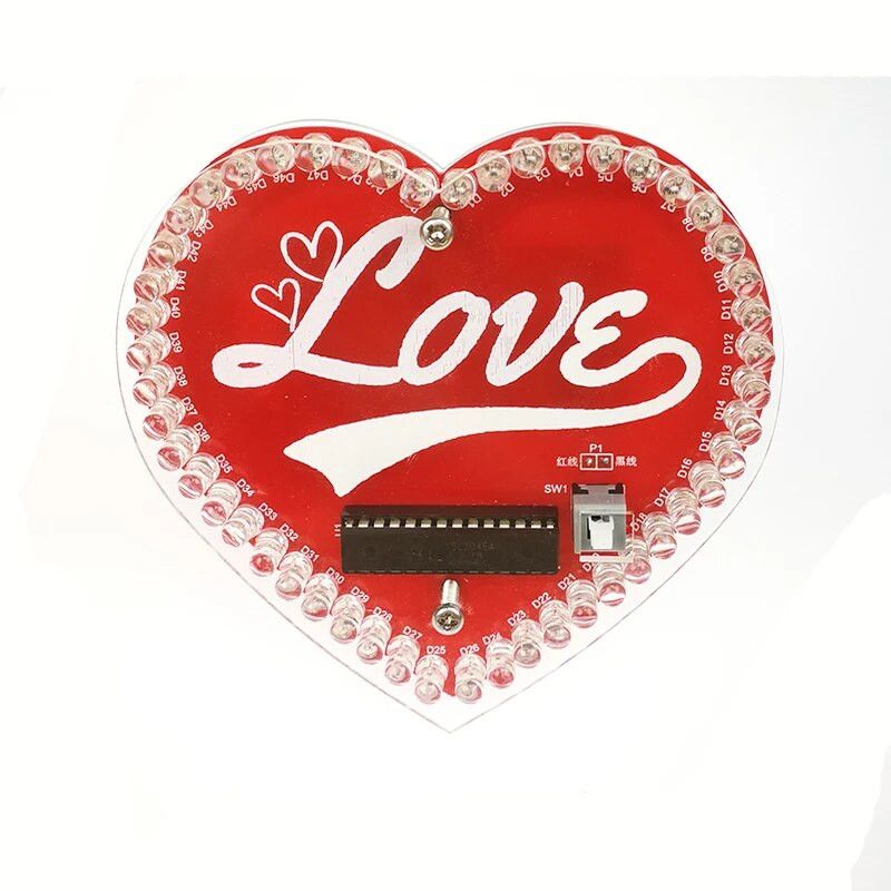 Κιτ παραγωγής λαμπτήρων ροής LED RGB 5mm DIY Πολύχρωμο σε σχήμα καρδιάς DIY Κιτ φλας DIY Μικροελεγκτής