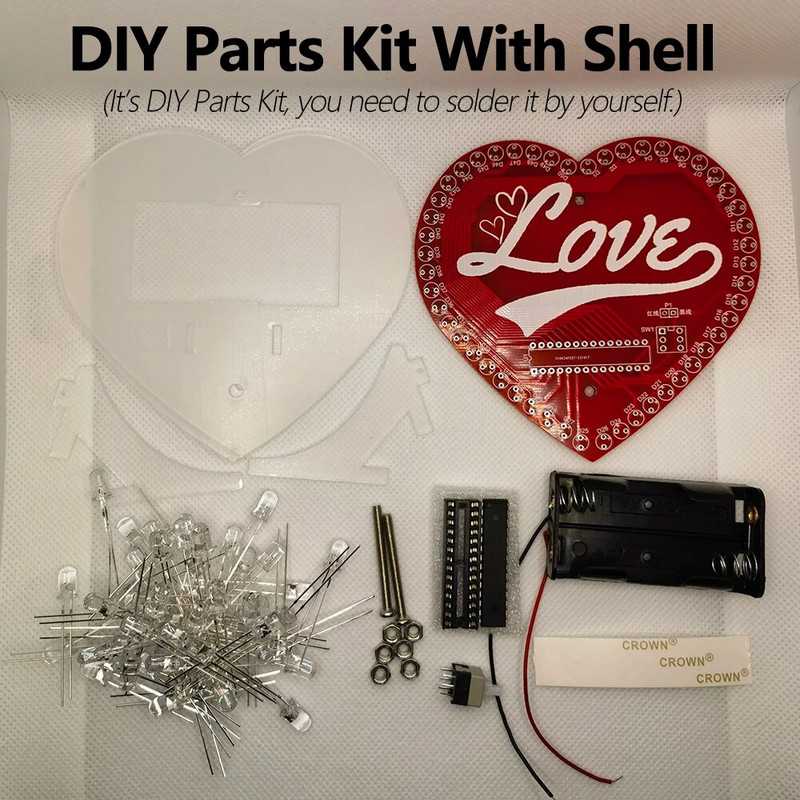 Κιτ παραγωγής λαμπτήρων ροής LED RGB 5mm DIY Πολύχρωμο σε σχήμα καρδιάς DIY Κιτ φλας DIY Μικροελεγκτής