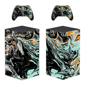 Ilusa stiiliga Xboxi seeria X nahakleebis konsooli ja 2 kontrolleri jaoks Vinüülist kaitsekattega kleebis, stiil 1