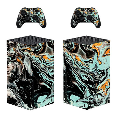 Ilusa stiiliga Xboxi seeria X nahakleebis konsooli ja 2 kontrolleri jaoks Vinüülist kaitsekattega kleebis, stiil 1