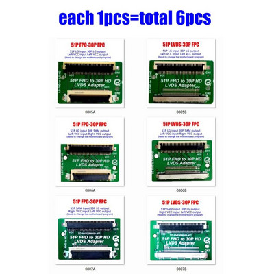 51 kontaktų FHD iki 30 kontaktų HD LVDS adapterio plokštė FFC FPC LVDS keitiklio jungtis, skirta LG SAM perdavimui VCC Keisti kairę ir dešinę