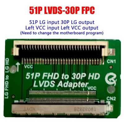51 kontaktų FHD iki 30 kontaktų HD LVDS adapterio plokštė FFC FPC LVDS keitiklio jungtis, skirta LG SAM perdavimui VCC Keisti kairę ir dešinę