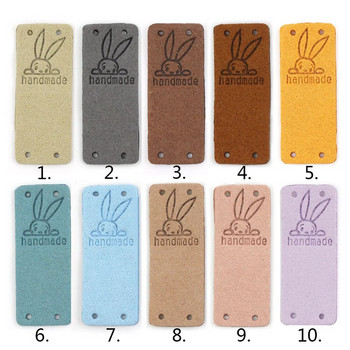 20Pcs Rabbit Ръчно изработени етикети за ръчно изработен етикет Kawaii Шиене на кожени етикети за шапки Плетени декоративни дрехи Подаръци Чанти 2x5CM