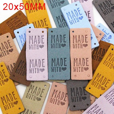 20 tk Küüliku käsitsi valmistatud sildid Käsitsi valmistatud etiketile Kawaii õmblemine nahast sildid mütsidele Kootud dekoratiivsed riided kingitused kotid 2x5 cm