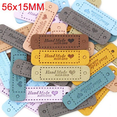 20 tk Küüliku käsitsi valmistatud sildid Käsitsi valmistatud etiketile Kawaii õmblemine nahast sildid mütsidele Kootud dekoratiivsed riided kingitused kotid 2x5 cm