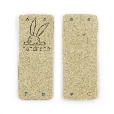 20 tk Küüliku käsitsi valmistatud sildid Käsitsi valmistatud etiketile Kawaii õmblemine nahast sildid mütsidele Kootud dekoratiivsed riided kingitused kotid 2x5 cm