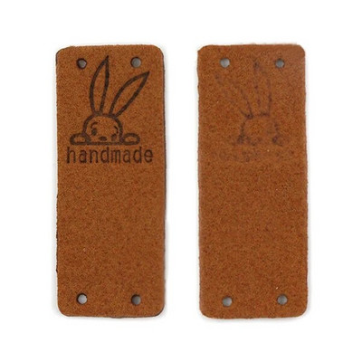 20 tk Küüliku käsitsi valmistatud sildid Käsitsi valmistatud etiketile Kawaii õmblemine nahast sildid mütsidele Kootud dekoratiivsed riided kingitused kotid 2x5 cm