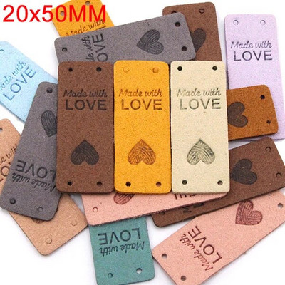 20 tk Küüliku käsitsi valmistatud sildid Käsitsi valmistatud etiketile Kawaii õmblemine nahast sildid mütsidele Kootud dekoratiivsed riided kingitused kotid 2x5 cm