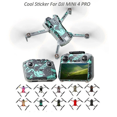 Drone Body Stickers for DJI Mini 4 Pro Protective Film Remote Waterproof Cars Cover Skin for DJI RC 2/RC N2 Accessories