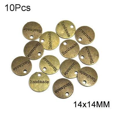 Etichete metalice Inimă Floare Etichete rotunde lucrate manual Articol de argint, Bronz, Fabricat manual cu dragoste Etichete pentru accesorii de îmbrăcăminte