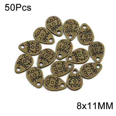 Etichete metalice Inimă Floare Etichete rotunde lucrate manual Articol de argint, Bronz, Fabricat manual cu dragoste Etichete pentru accesorii de îmbrăcăminte