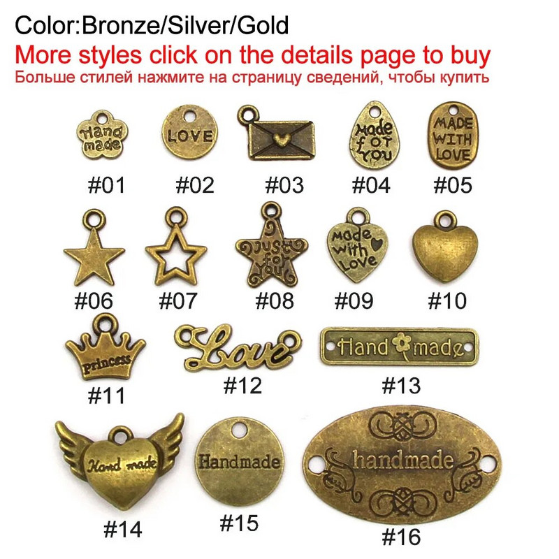 Metalinės etiketės Širdies gėlė Apvalios Rankų darbo etiketės Sidabro bronzos lydinio žavesys Rankų darbo su meilės etiketėmis drabužių priedams