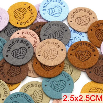 20gab. Roku darbs ar mīlestības etiķetēm apģērbam. Dzija bumbu ar rokām darināta ādas etiķete šūšana uz cepurēm Trikotāžas šūšanas piederumi