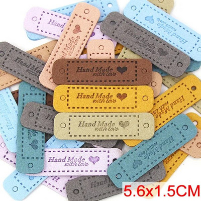 20gab. Roku darbs ar mīlestības etiķetēm apģērbam. Dzija bumbu ar rokām darināta ādas etiķete šūšana uz cepurēm Trikotāžas šūšanas piederumi