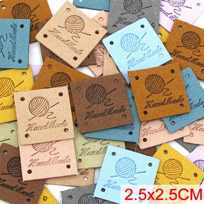 20gab. Roku darbs ar mīlestības etiķetēm apģērbam. Dzija bumbu ar rokām darināta ādas etiķete šūšana uz cepurēm Trikotāžas šūšanas piederumi