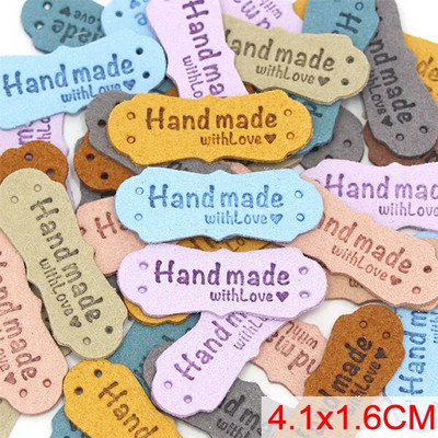 20gab. Roku darbs ar mīlestības etiķetēm apģērbam. Dzija bumbu ar rokām darināta ādas etiķete šūšana uz cepurēm Trikotāžas šūšanas piederumi