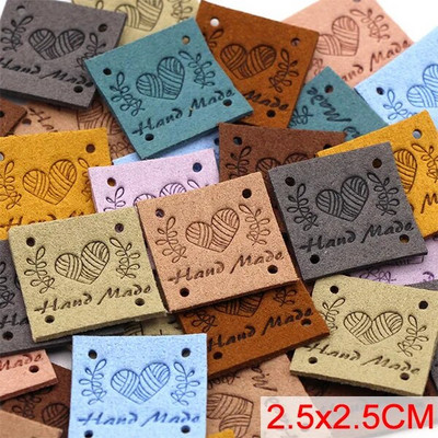 20gab. Roku darbs ar mīlestības etiķetēm apģērbam. Dzija bumbu ar rokām darināta ādas etiķete šūšana uz cepurēm Trikotāžas šūšanas piederumi