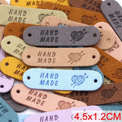 20gab. Roku darbs ar mīlestības etiķetēm apģērbam. Dzija bumbu ar rokām darināta ādas etiķete šūšana uz cepurēm Trikotāžas šūšanas piederumi