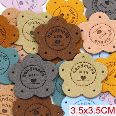 20gab. Roku darbs ar mīlestības etiķetēm apģērbam. Dzija bumbu ar rokām darināta ādas etiķete šūšana uz cepurēm Trikotāžas šūšanas piederumi