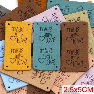 20gab. Roku darbs ar mīlestības etiķetēm apģērbam. Dzija bumbu ar rokām darināta ādas etiķete šūšana uz cepurēm Trikotāžas šūšanas piederumi