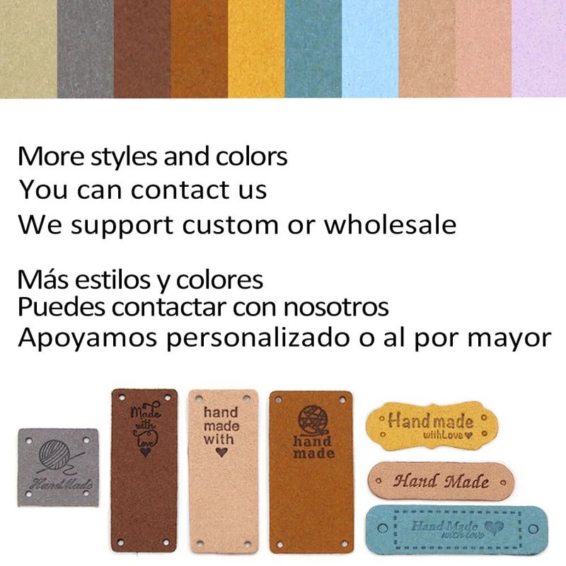 20gab. Roku darbs ar mīlestības etiķetēm apģērbam. Dzija bumbu ar rokām darināta ādas etiķete šūšana uz cepurēm Trikotāžas šūšanas piederumi