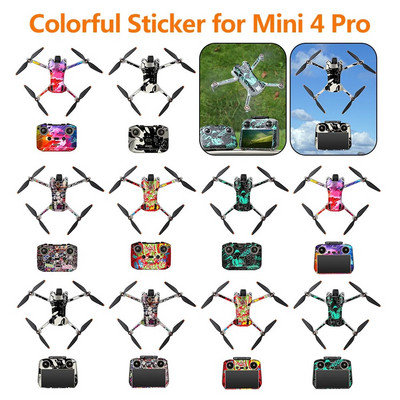 Sticker Body Arm Protective Film DIY Pattern with Air Vent Protective Sticker Imported Removable RC Drone for DJI Mini 4 Pro