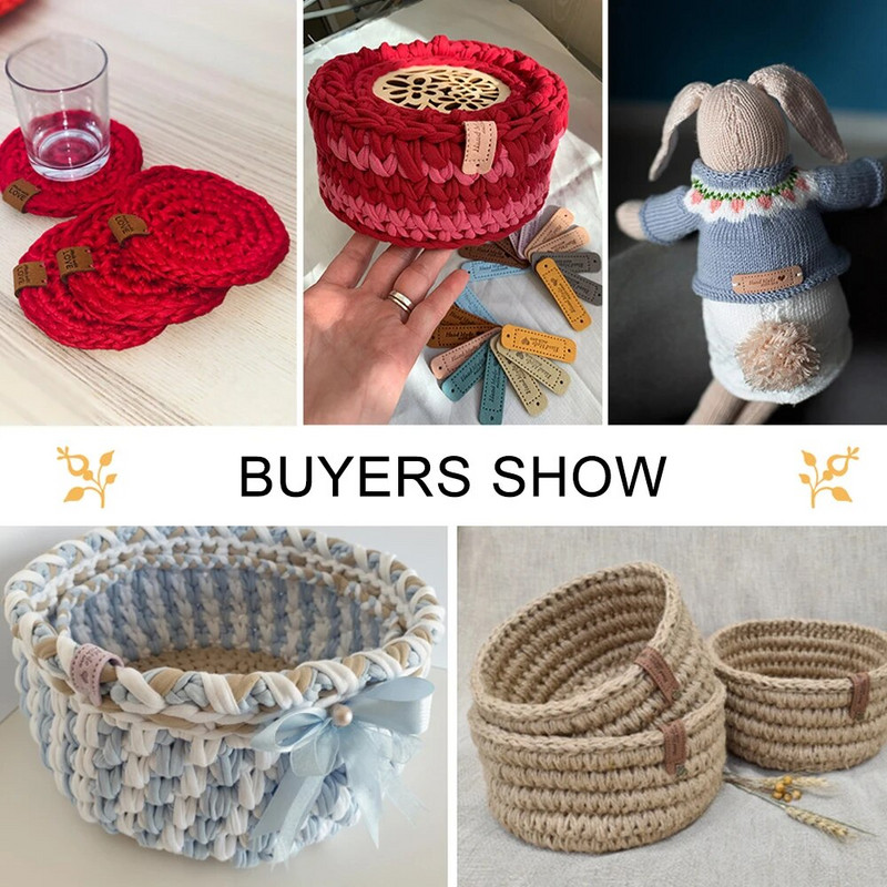 20Gb Dzijas kamols Ādas etiķete apģērbam Roku darbs Etiķetes Roku darbs Birkas Adīšana Cepure DIY Dāvanas Somas Šūt Aksesuāri 2*5CM