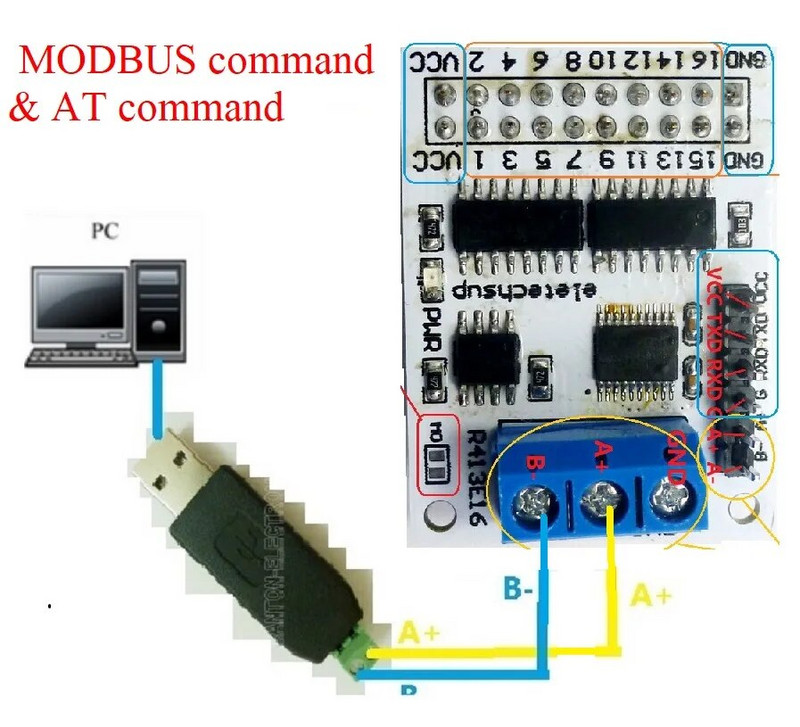 16 καναλιών πολλαπλών λειτουργιών rs485 rs232(ttl) plc modbus rtu module io πλακέτα διακόπτη ελέγχου 5v 12v 24v μοτέρ μονάδας ρελέ led