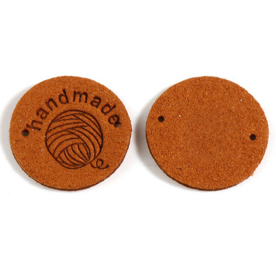 20 TK Ümmargused sildisildid Lõngakera Käsitsi valmistatud kunstseemisnahast Reljeefsed rõivasildid Õmblusmütsitarvikud Rõivaste kudumissilt 25 mm